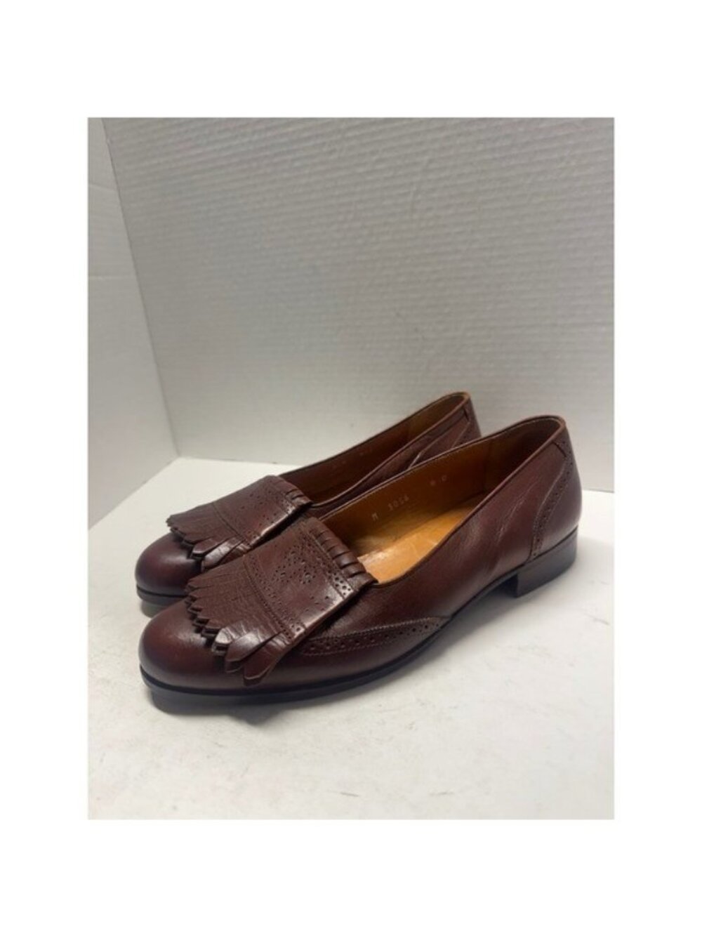 Polo Ralph Lauren Brown Leather Kiltie Loafers Wingtip Made in Italy Men 8D 3056